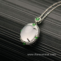 Icy White Jadeite Jade 18K Solid Gold Pendant